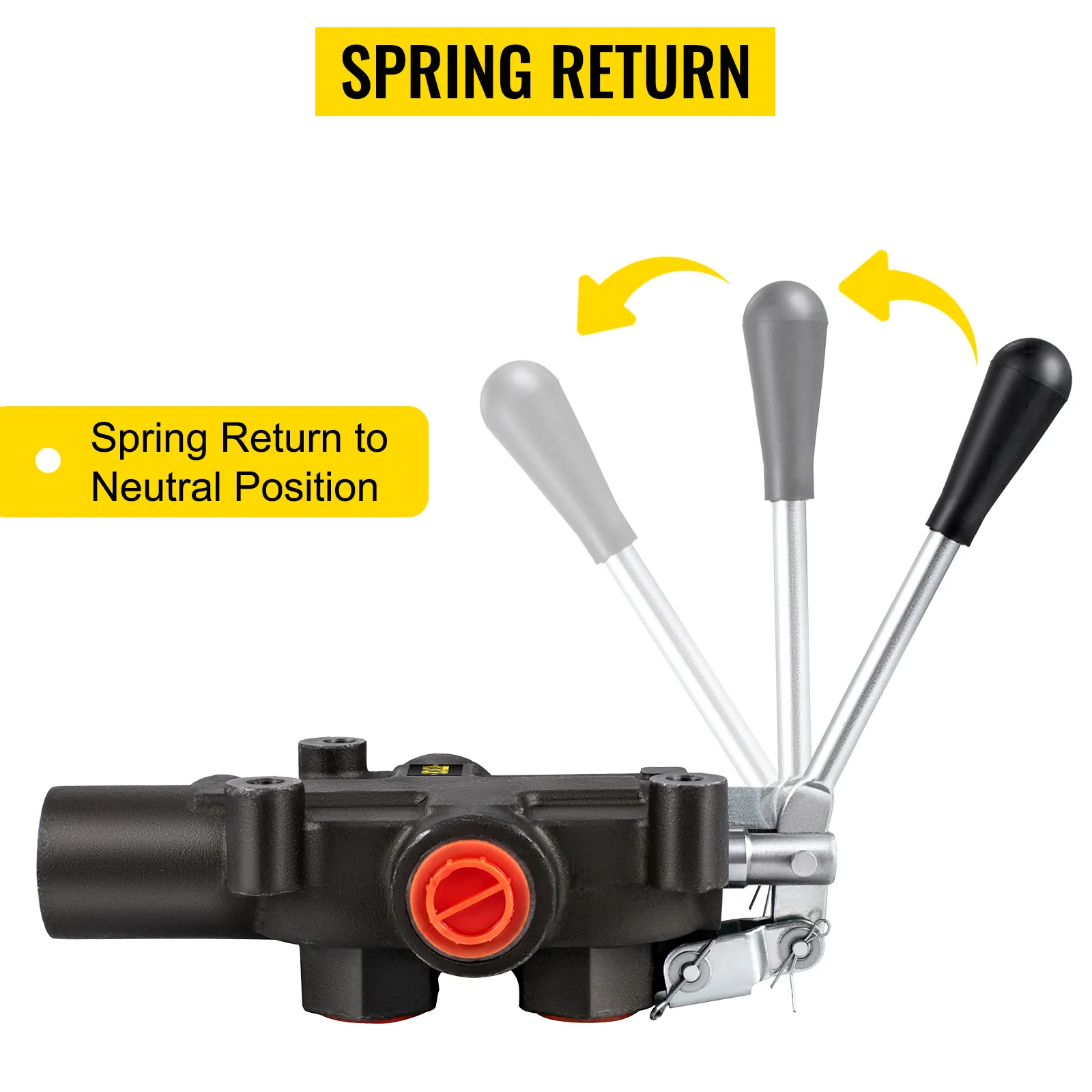 VEVOR hydraulic control valve with spring return to neutral position.
