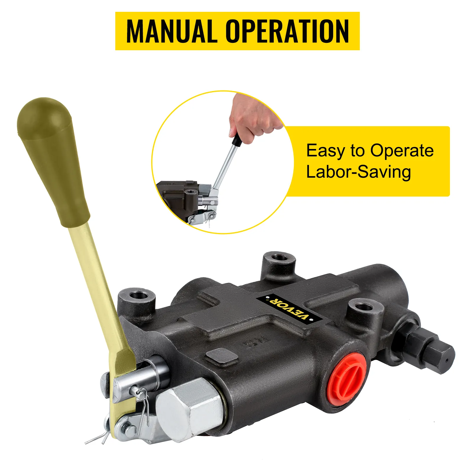 VEVOR hydraulic control valve with manual operation and easy-to-use lever.