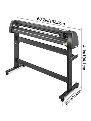 VEVOR vinyl cutter machine, 60.2in wide, 41in tall, and 20.4in deep.