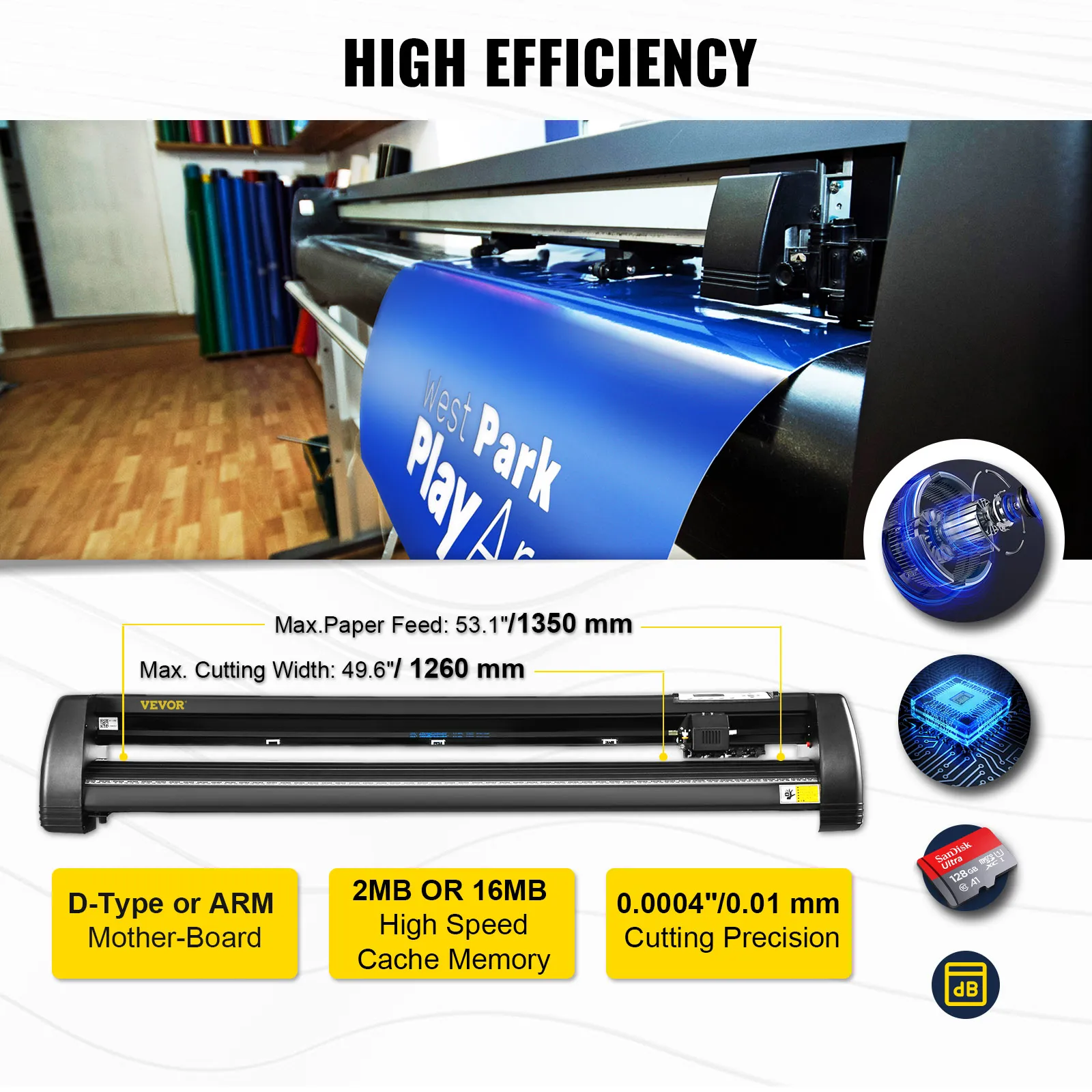 VEVOR vinyl cutter machine demonstrating high efficiency and precision features.