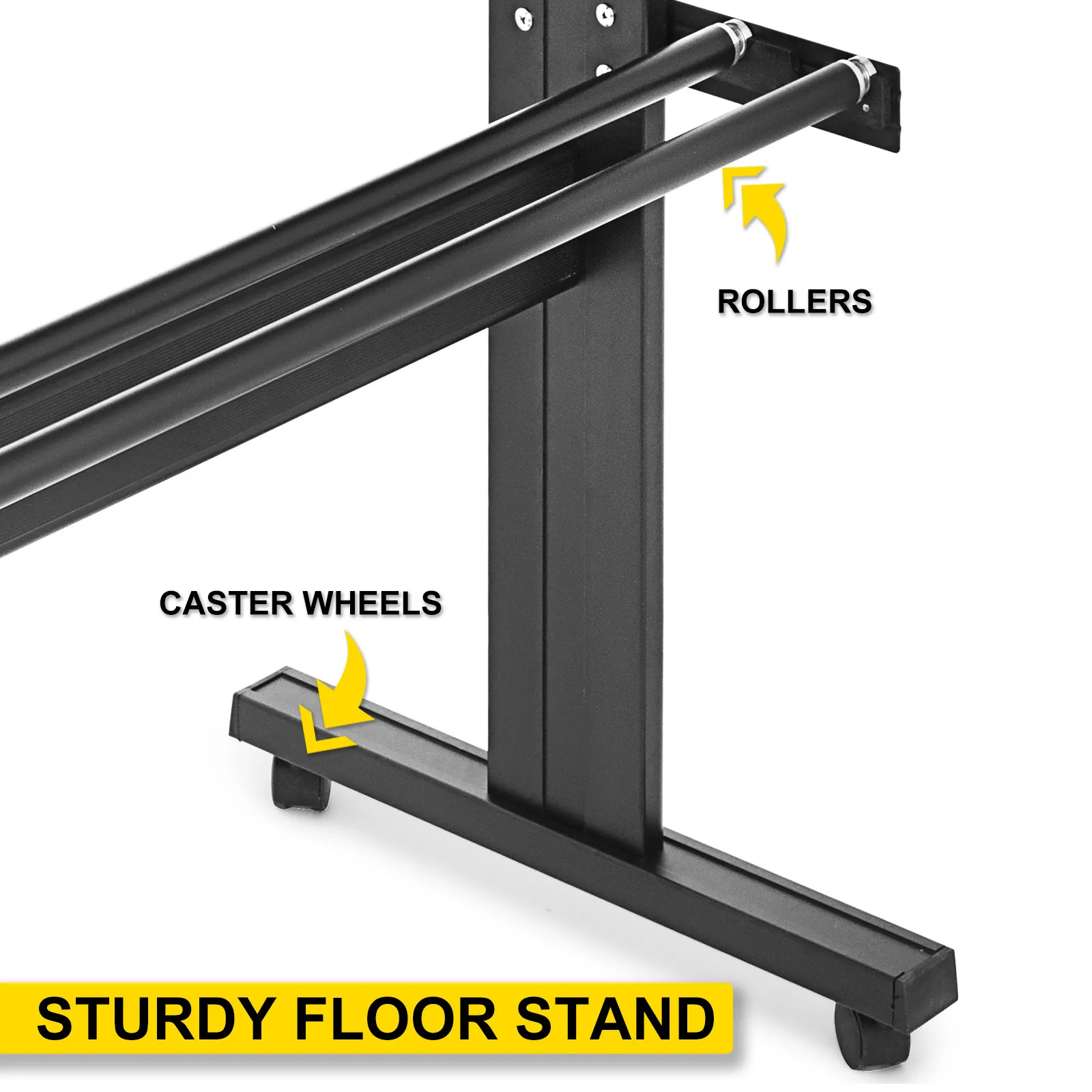 sturdy floor stand with caster wheels and rollers for VEVOR vinyl cutter machine.