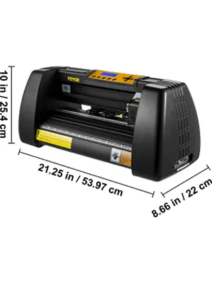 Cortador de vinilo VEVOR con dimensiones: 21,25 x 8,66 x 10 pulgadas (53,97 x 22 x 25,4 cm).