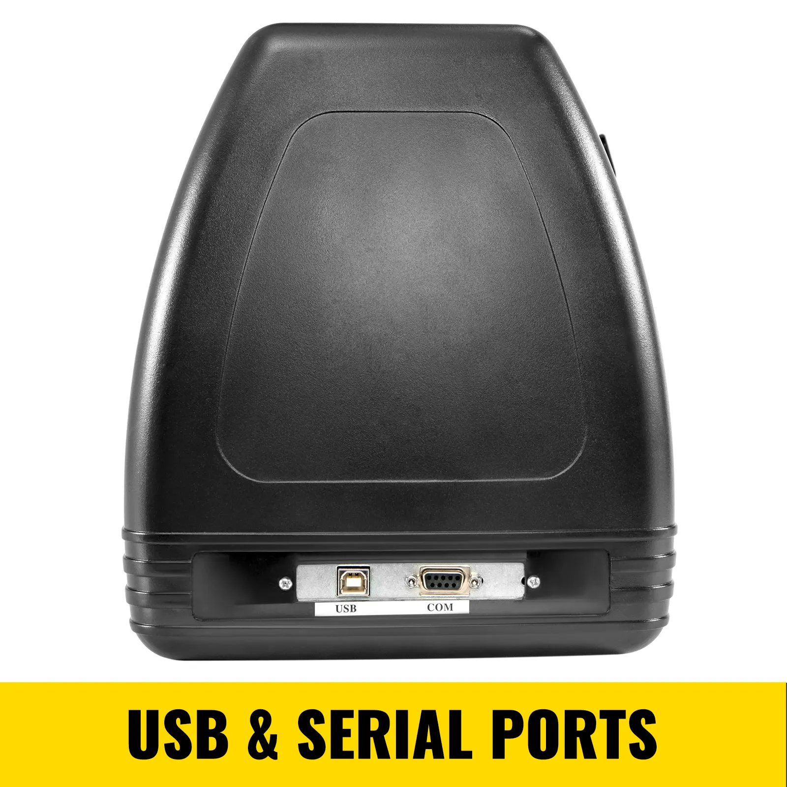 Parte posterior del cortador de vinilo VEVOR que muestra los puertos USB y seriales.
