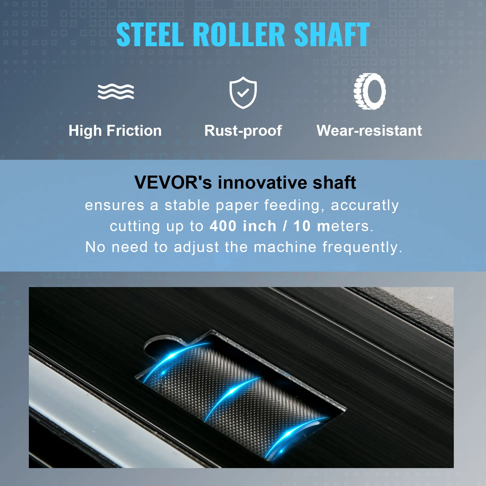Eje de rodillo de acero del plotter de corte de vinilo VEVOR, características de alta fricción, a prueba de óxido y resistentes al desgaste.
