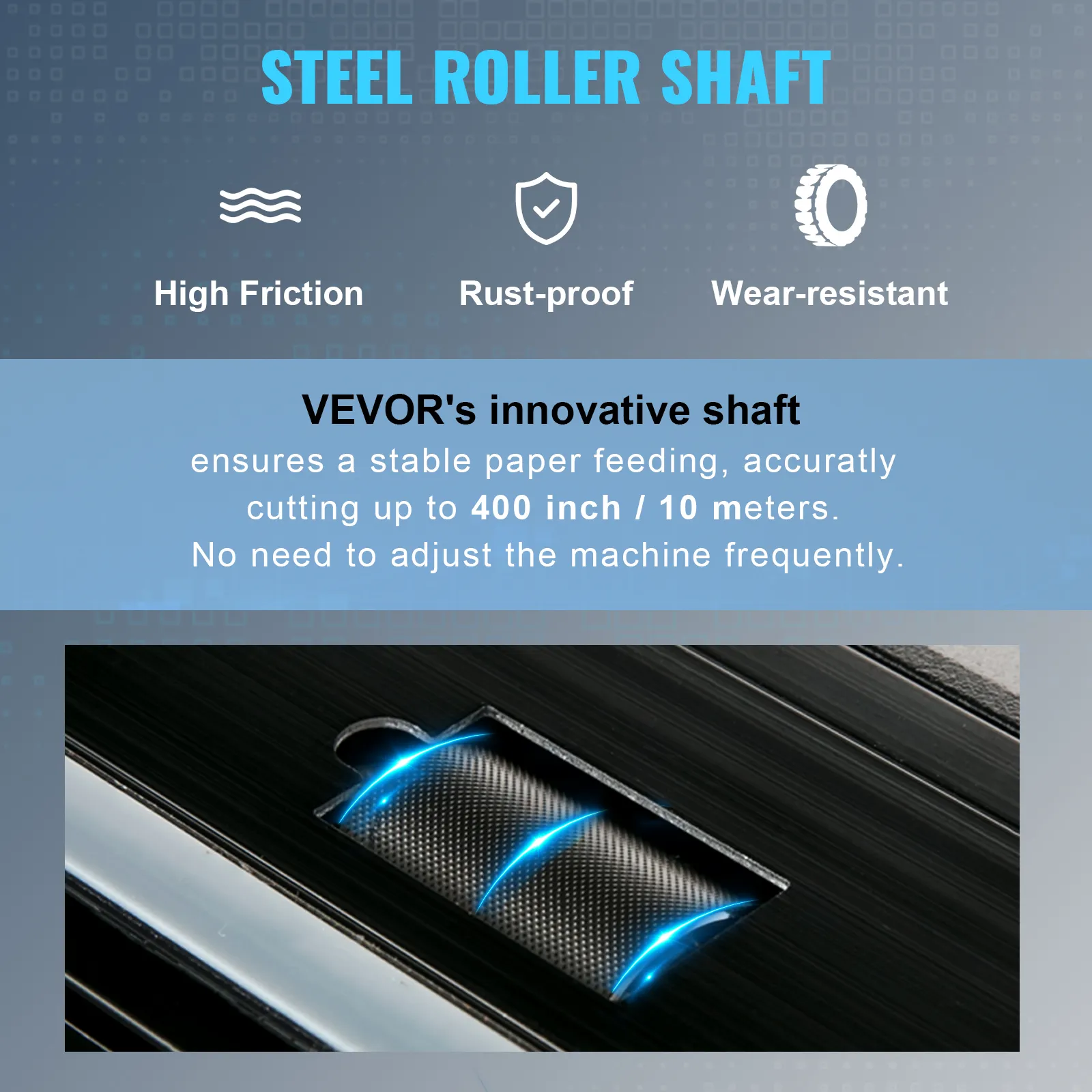 Eje de rodillo de acero con alta fricción, a prueba de óxido y resistente al desgaste para máquina cortadora de vinilo VEVOR.