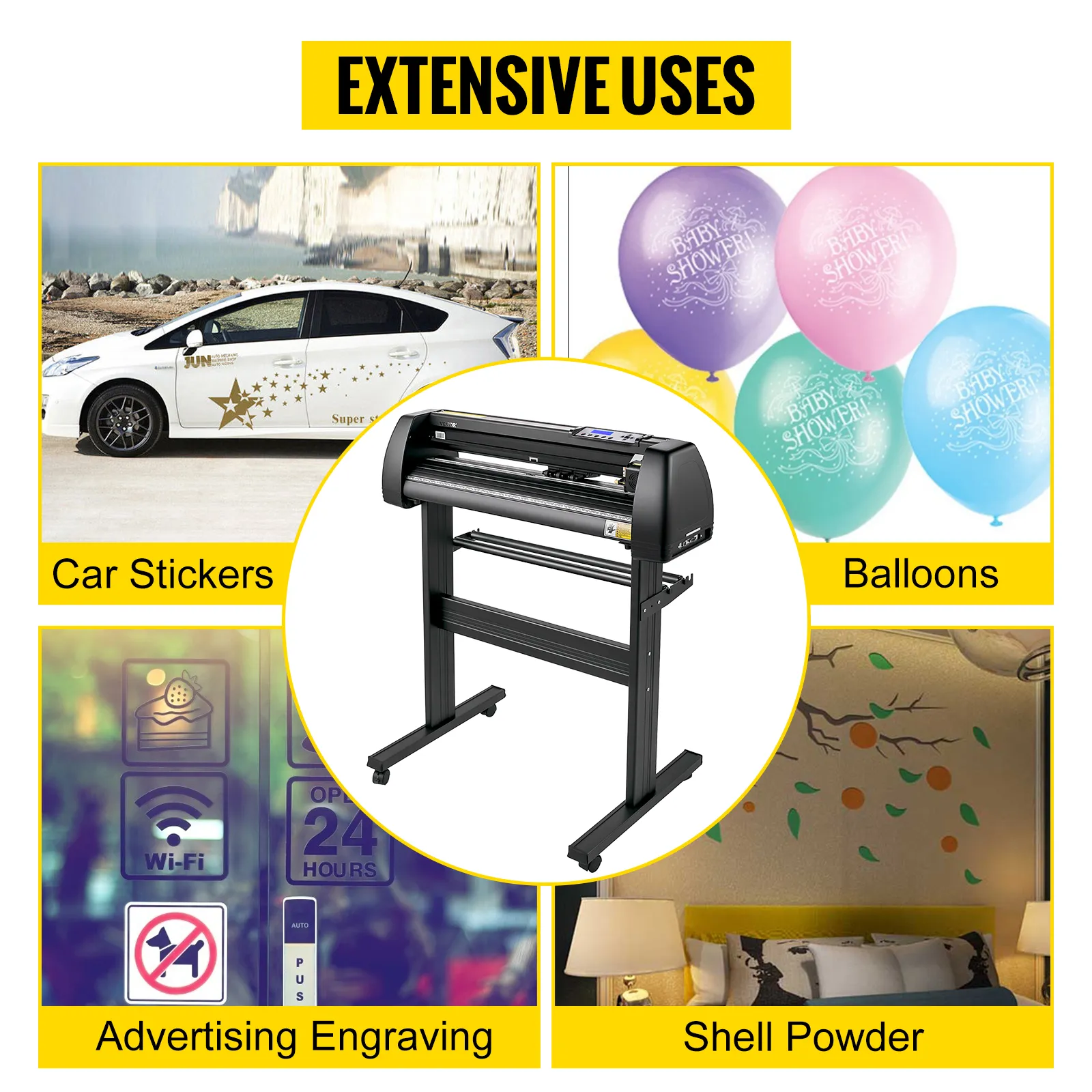 Máquina cortadora de vinilo VEVOR para calcomanías para autos, globos, grabado publicitario y polvo de concha.