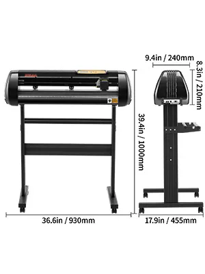 Cortadora de vinilo VEVOR con soporte, 41,73 x 20,47 x 37,40 pulgadas, modelo negro.