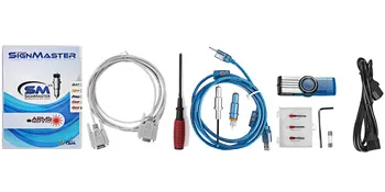 VEVOR vinyl cutter machine accessories including cables, blades, and software.