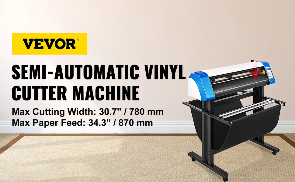VEVOR vinyl cutter, semi-automatic, max cutting width 30.7", paper feed 34.3".