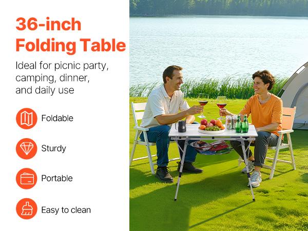 VEVOR Portable Camping Side Table – 17.7 to 26.7 in, 99 LBS