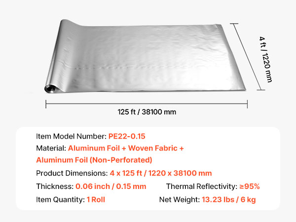 VEVOR Reflective Aluminum Foil Insulation – 48