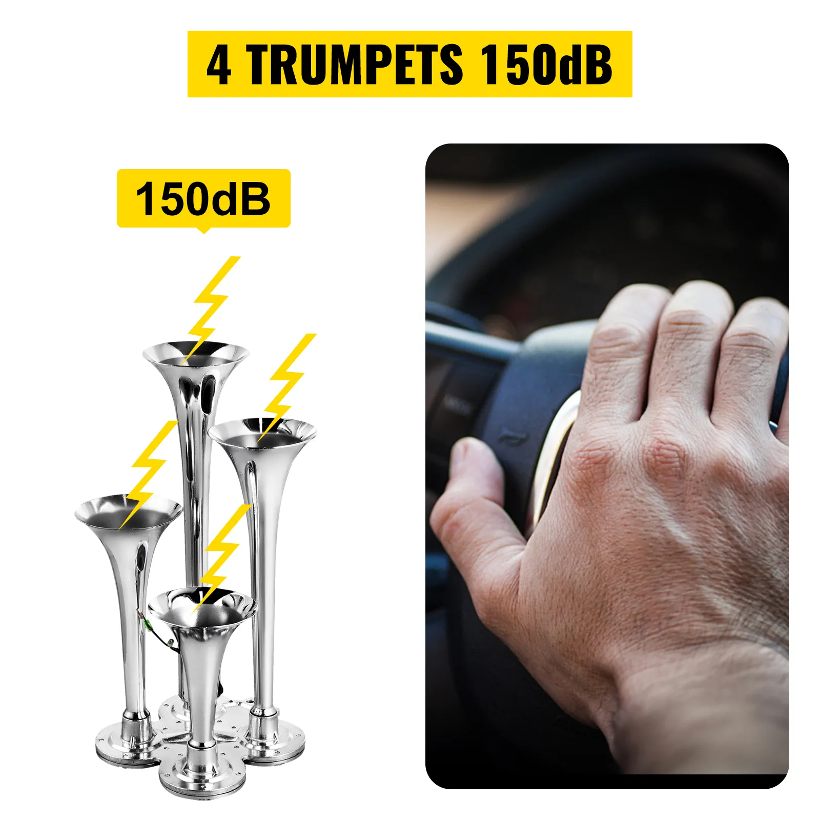 Kit de bocina de tren VEVOR con 4 trompetas que producen un sonido de 150 db.