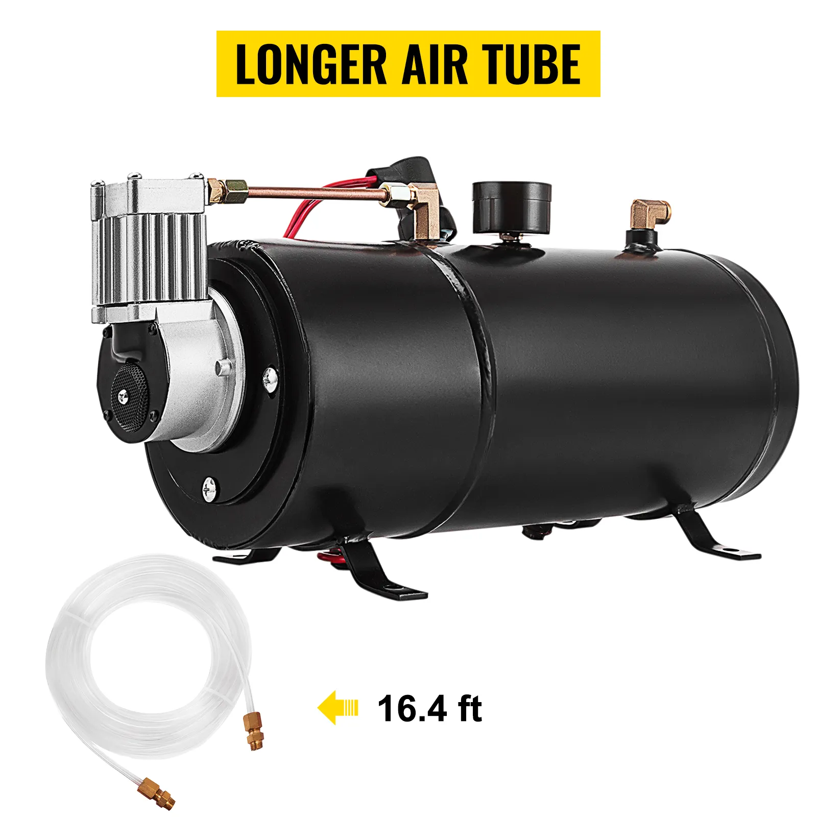 Compresor de bocina de aire VEVOR con tubo de aire 16,4 pies más largo para un sonido potente.