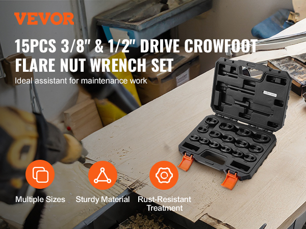SAVANDER FLATFOOD 152 × JOINT GRD M VEVOR Crowfoot Wrench Set, 1/2