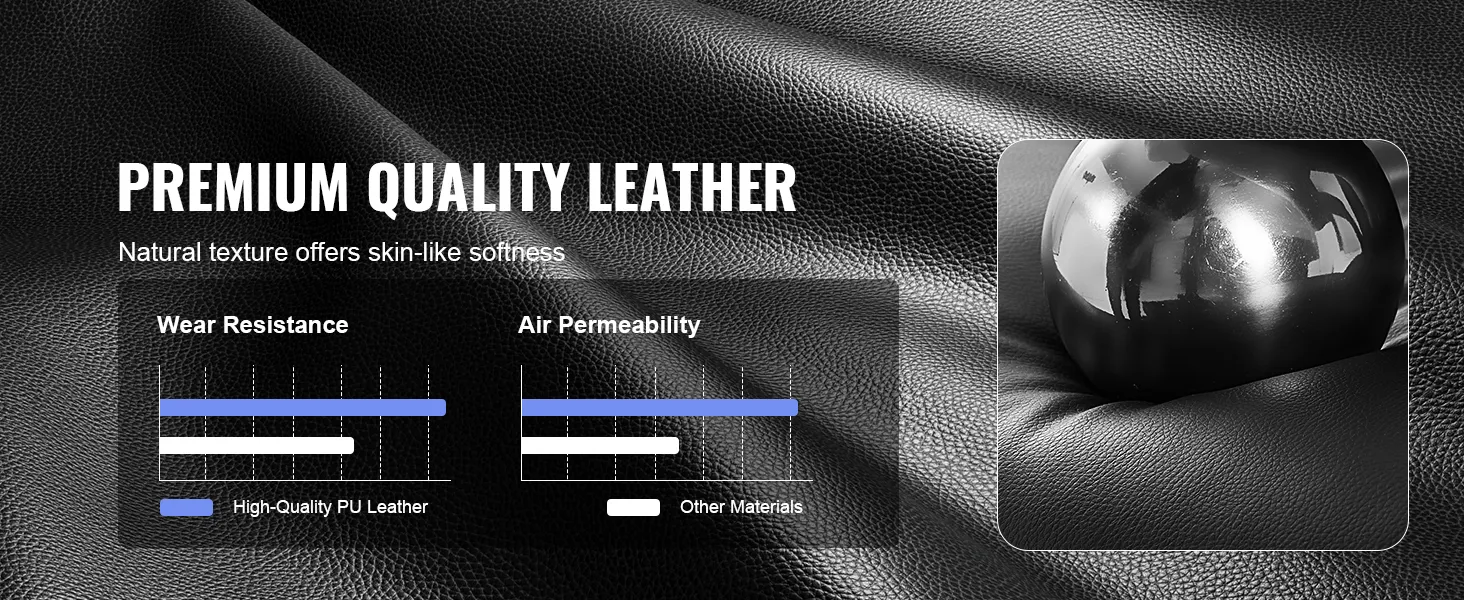 premium quality leather texture with high wear resistance and air permeability for VEVOR executive office chair.