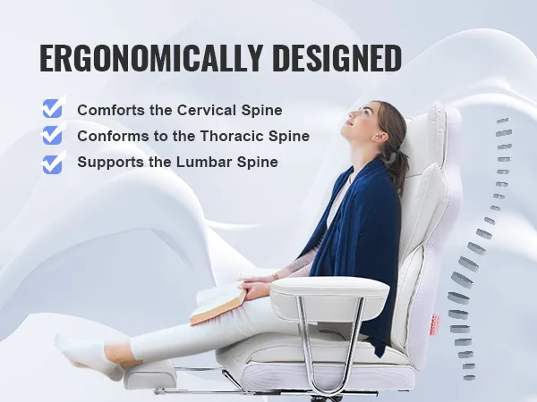 VEVOR reclining office chair ergonomically designed for cervical, thoracic, and lumbar spine support.