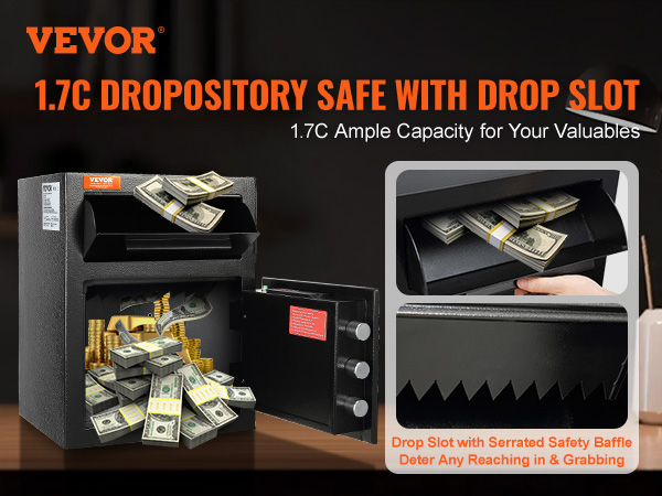 VEVOR デジタル保管金庫 1.7立方フィート カーボンスチール製 VEVOR Digital Depository Safe 1.7 Cubic Feet Made of Carbon