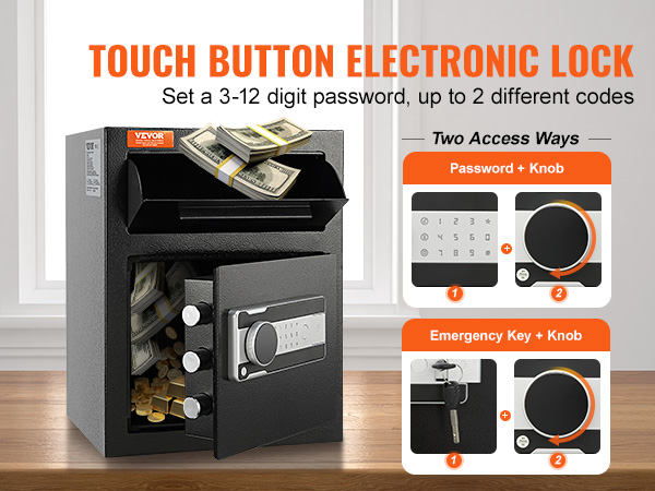 VEVOR 1.7 Cub Depository Safe, Deposit Safe with Drop Slot