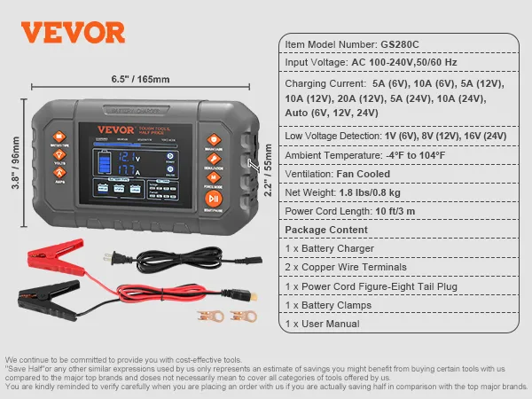 12v Lithium Battery Charger Smart Battery Charger 20A Lithium LiFePO4 Lead-Acid Charger Car Battery