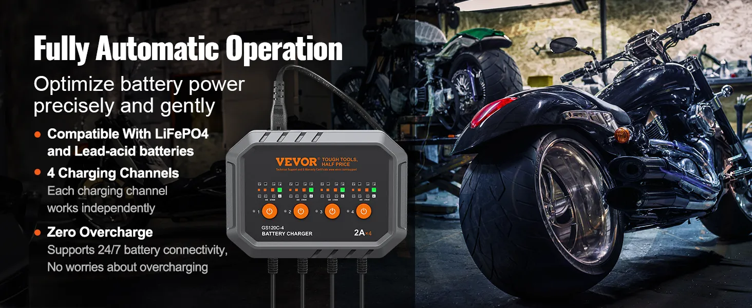VEVOR Smart Battery Charger, 8-Amp, LiFePO4 Lead-Acid (AGM / Gel / SLA) Car Battery Charger, Fully-Automatic Charger Maintainer Desulfator for Boat Motorcycle Lawn Mower Golf Cart Marine Deep Cycle