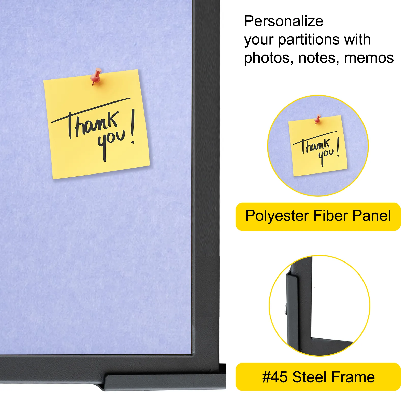 VEVOR acoustic room divider with blue polyester fiber panel and #45 steel frame.