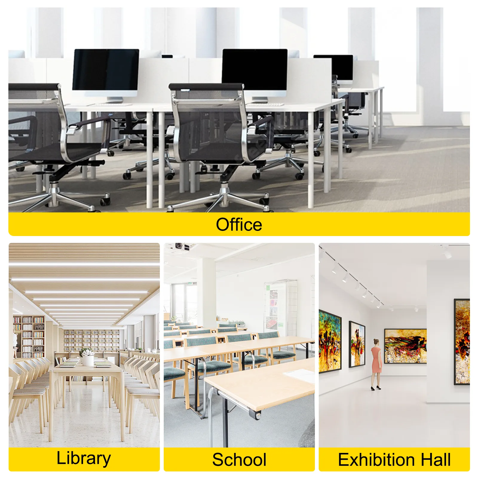 office, library, school, and exhibition hall setups showcasing VEVOR acoustic room divider.