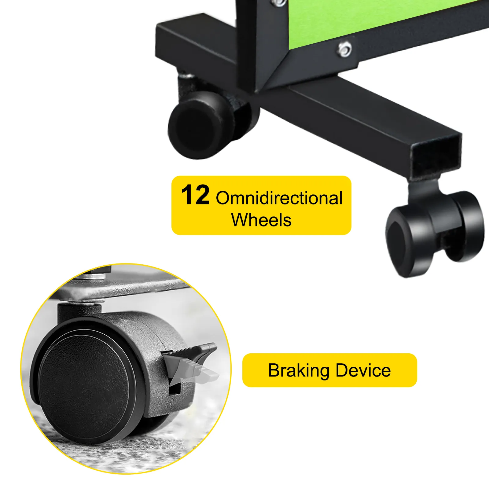 Il divisorio acustico VEVOR è dotato di 12 ruote omnidirezionali e di un dispositivo frenante.