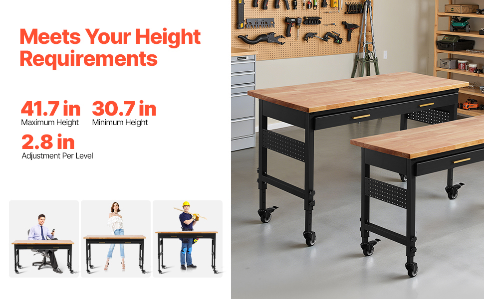 オーダー制作…組立式【work‐bench・type2】制作受付専用 VEVOR 60-inch Adjustable Workbench, 1500 lbs Load Capacity