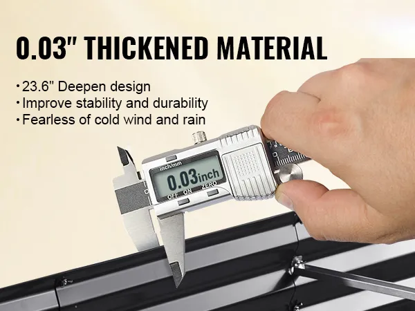 0.04" thickened VEVOR garden bed material with 23.6" deep design for stability and weather resistance.