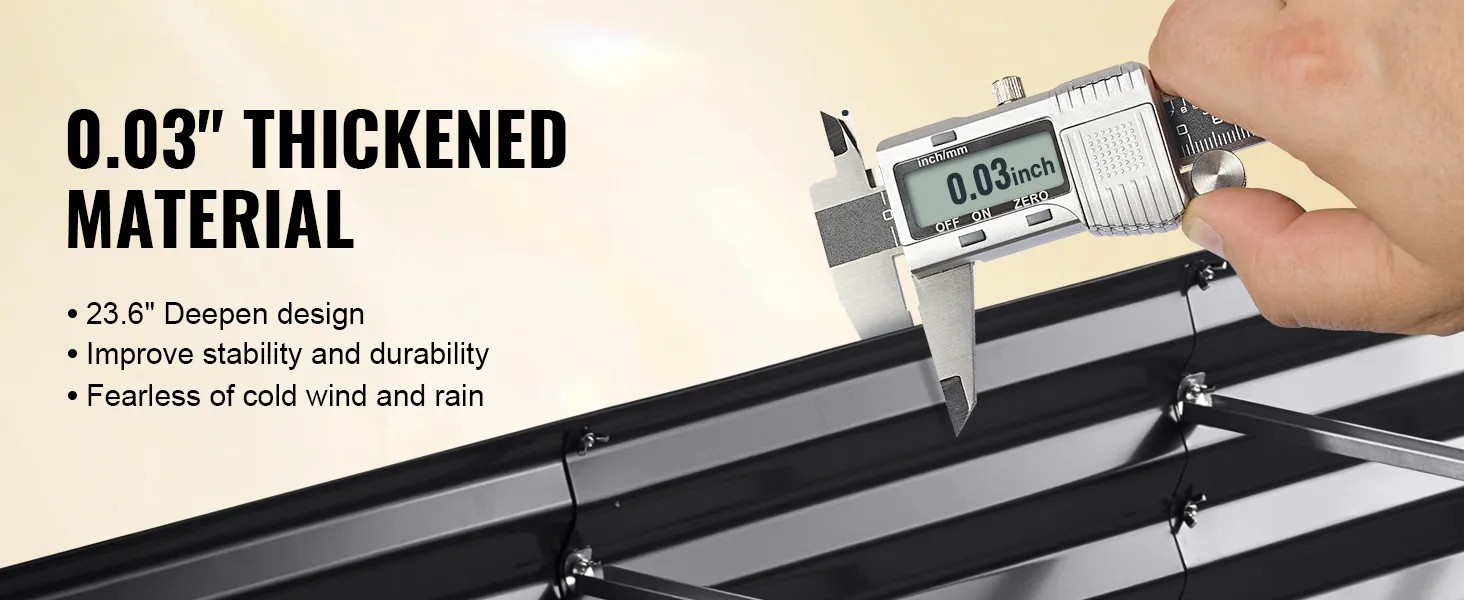 0.04" thickened VEVOR garden bed material with 23.6" deep design for stability and weather resistance.