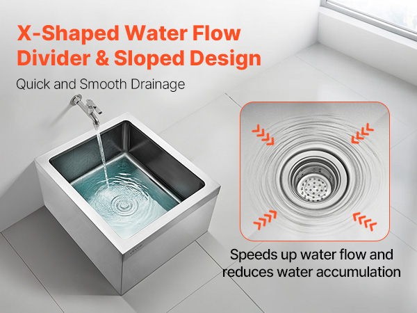 VEVOR Stainless Steel Floor Mop Sink, 22 x 19 x 12 in, 304