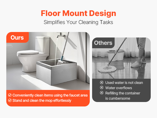 VEVOR Stainless Steel Floor Mop Sink, 22 x 19 x 12 in, 304