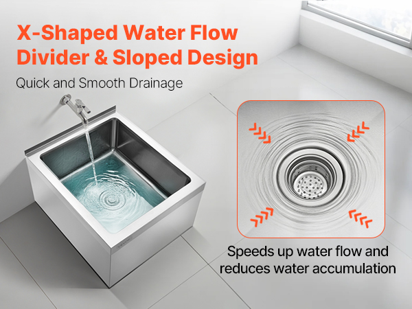 すのー VEVOR Stainless Steel Floor Mop Sink, 22 x 19 x 12 in, 304