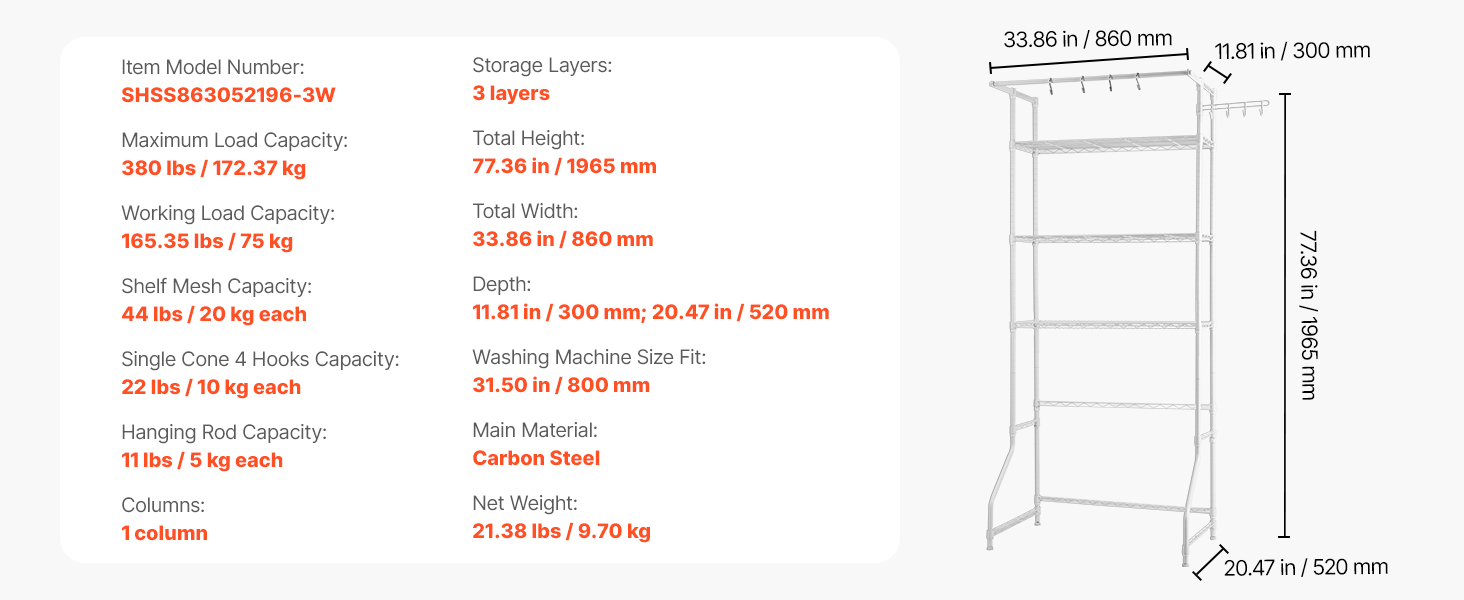Double Row Over Washer And Dryer Storage Shelves, Laundry Room Organization Storage Heavy Duty Laundry Room Shelves Adjustable Height 5 Tier