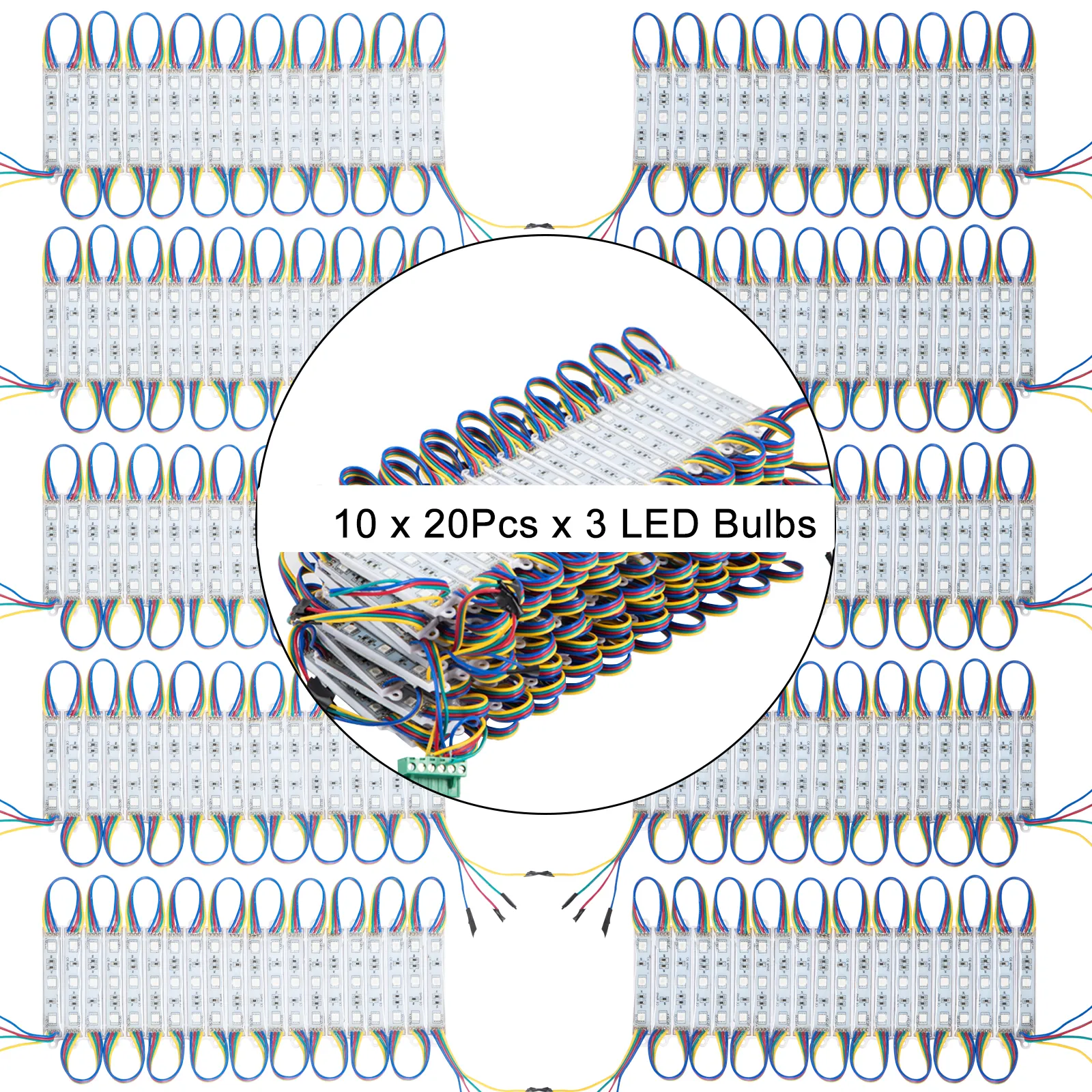 VEVOR storefront lights, 10 sets, 20 pieces each, 3 led bulbs per piece.