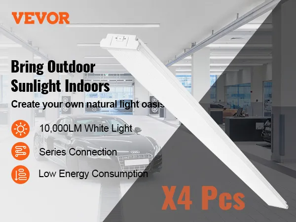 VEVOR led shop light, 10,000lm white light, low energy consumption, series connection, x4 pcs.