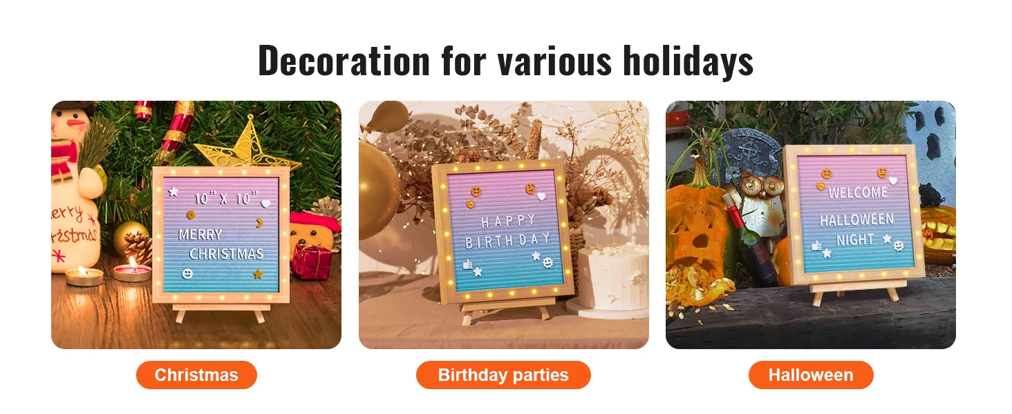 Tablero de letras de fieltro VEVOR para decoración de Navidad, fiestas de cumpleaños y Halloween.