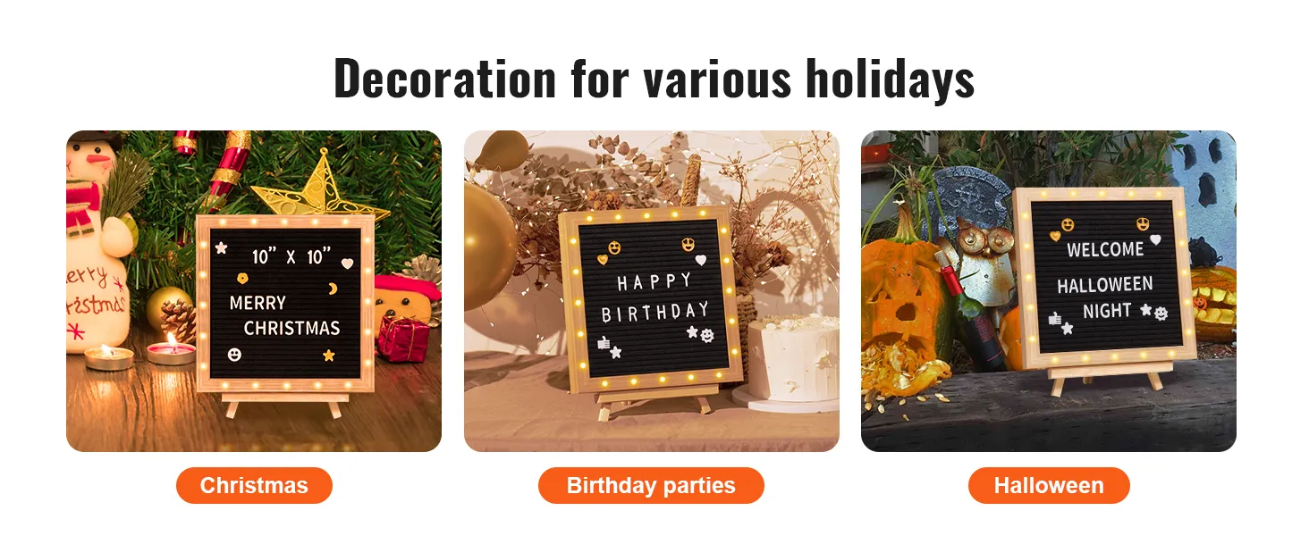 Tablero de letras de fieltro VEVOR para decoraciones de Navidad, fiestas de cumpleaños y Halloween.