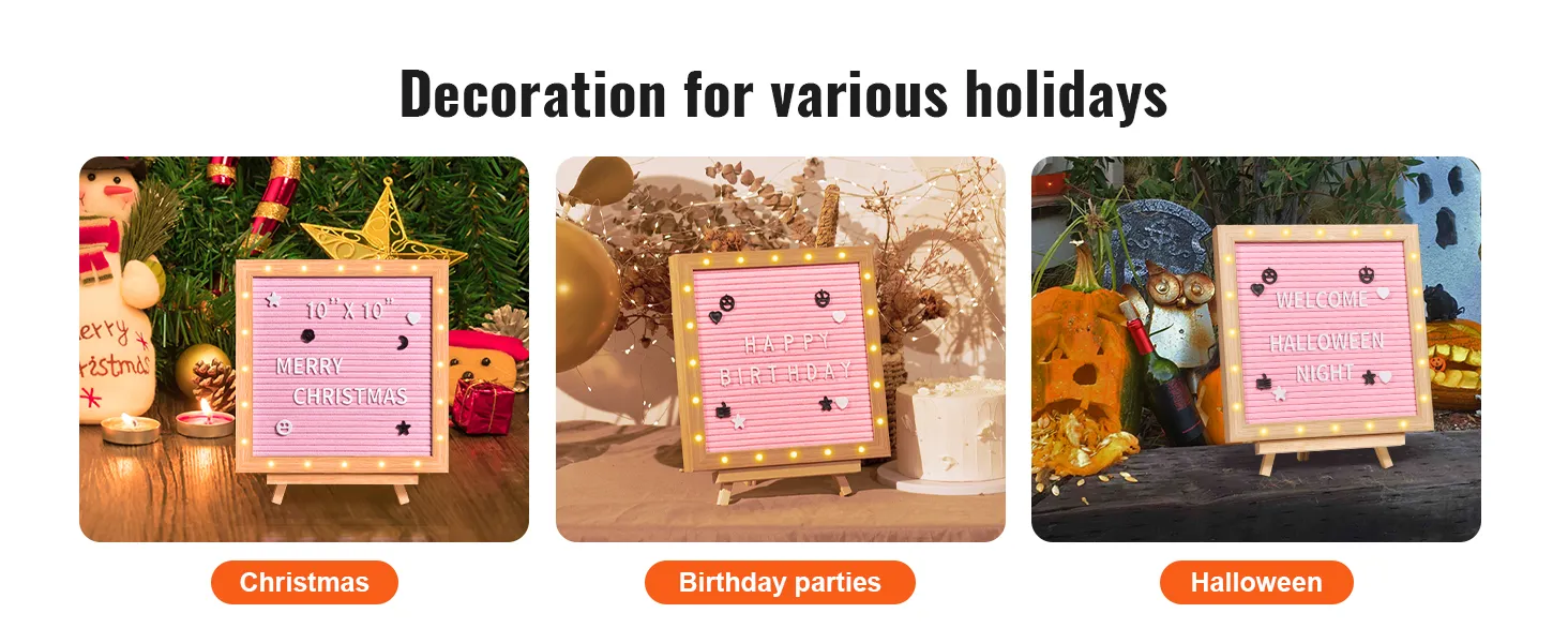 VEVOR pink felt letter board for christmas, birthday parties, and halloween celebrations.
