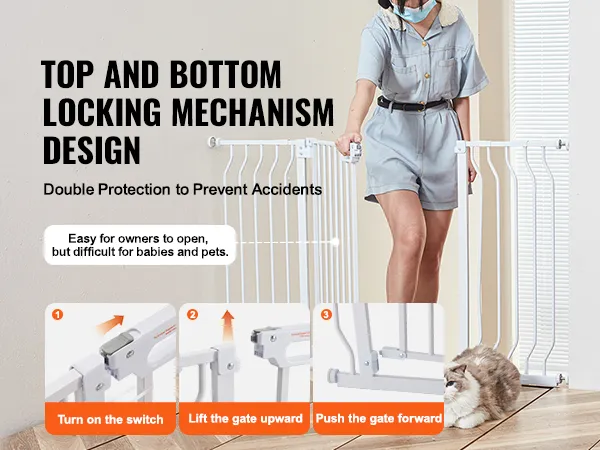 VEVOR-babyhekje met vergrendelingsmechanisme aan de boven- en onderkant, een toonbeeld van gebruiksgemak en huisdierveiligheid.