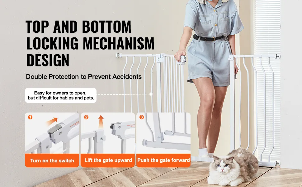VEVOR-babyhekje met vergrendelingsmechanisme aan de boven- en onderkant, een toonbeeld van gebruiksgemak en huisdierveiligheid.