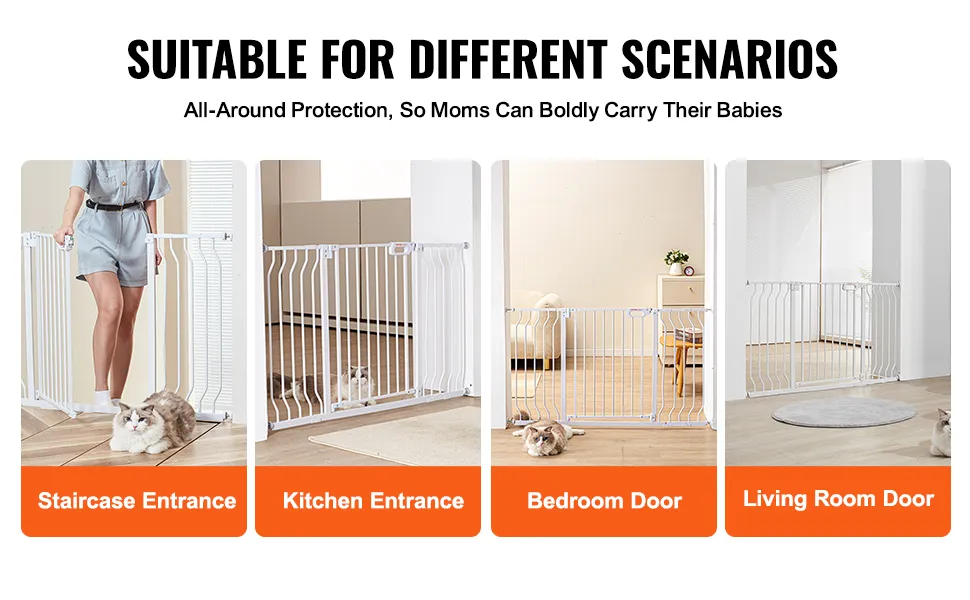Geschikt voor verschillende scenario's: VEVOR-babyhekje bij trappen, keuken-, slaapkamer- en woonkamerdeuren.