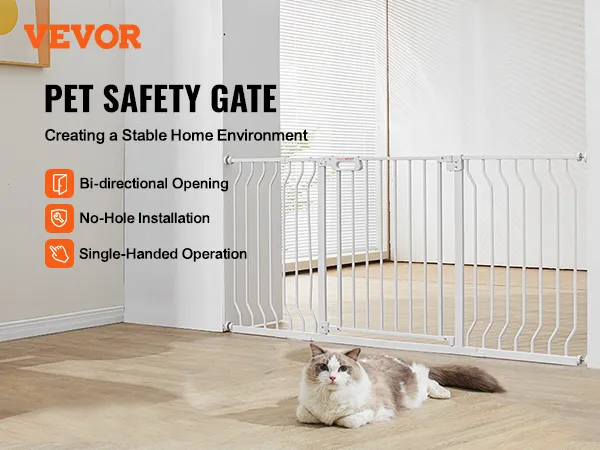 Puerta para bebés VEVOR: puerta de seguridad para niños/mascotas con apertura bidireccional e instalación sin orificios.