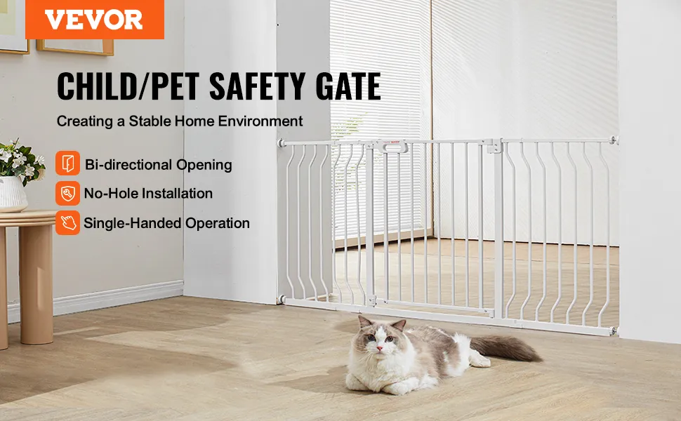 Puerta para bebés VEVOR: puerta de seguridad para niños/mascotas con apertura bidireccional e instalación sin orificios.