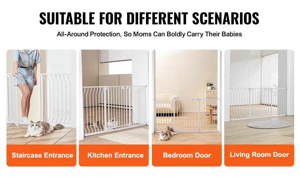 Puerta para bebés VEVOR para escaleras, cocina, dormitorio y sala de estar. Segura para niños y mascotas.