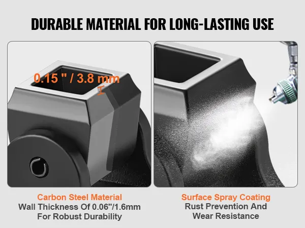 VEVOR aluminum baluster shoes with 0.15"/3.8mm wall thickness for durability and rust prevention.