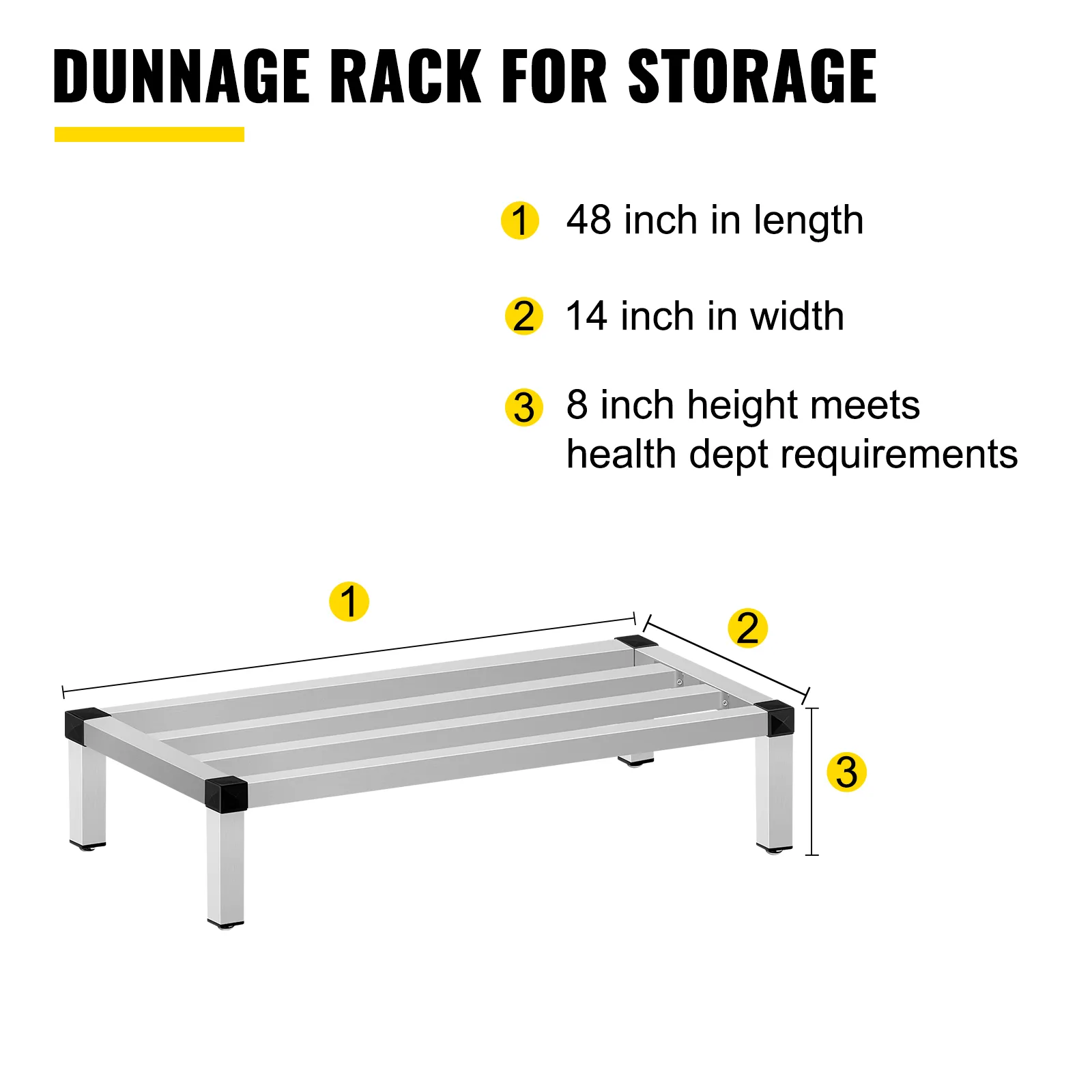 VEVOR aluminium stuwrek, 48"x14"x8", voldoet aan de eisen van de gezondheidsdienst.