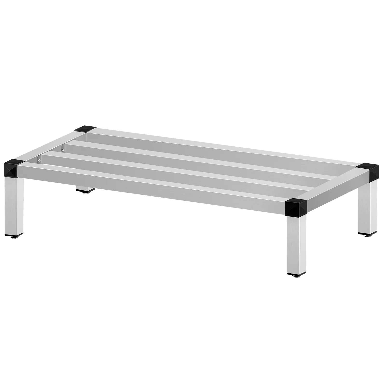 Estantería de almacenamiento de aluminio VEVOR con diseño de listones y patas resistentes, perfecta para almacenamiento de alta resistencia.