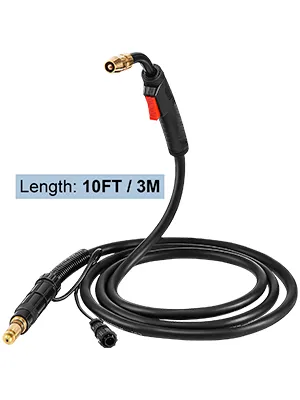 VEVOR mig welding gun with 10ft/3m length, ergonomic handle, and flexible cable.