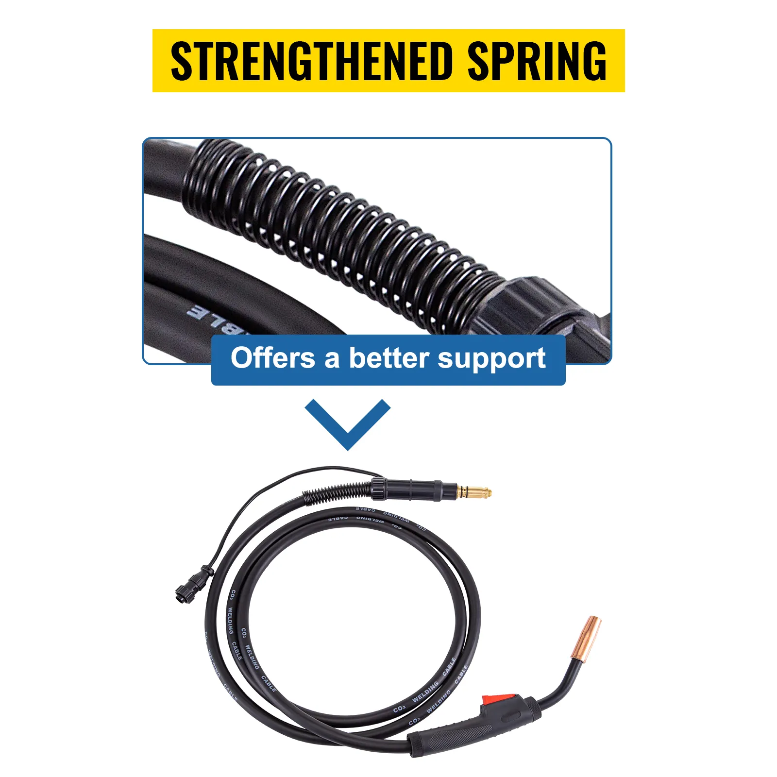 VEVOR mig welding gun with strengthened spring for better support.
